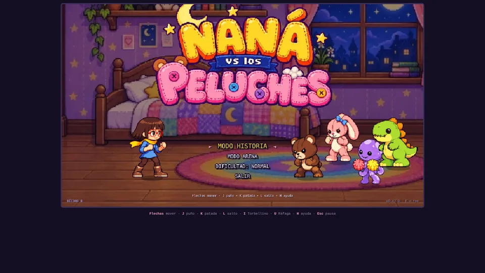 Pantalla de inicio de Naná vs los Peluches